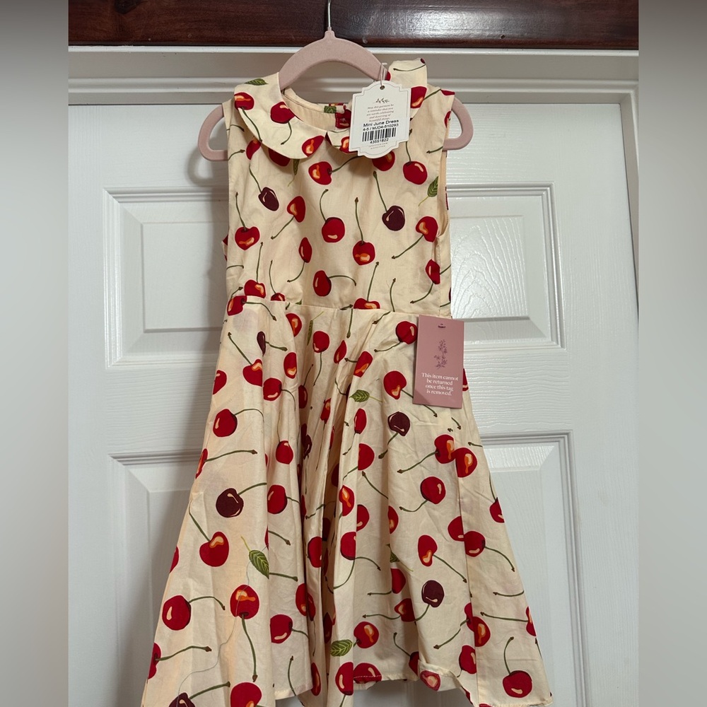 Ivy City Co, mini June Cherry Print Cream Dress - Sleeveless Fit-and-Flare